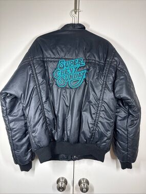 Vintage 90s Super Chevy Hot Rodding Super Show Bomber Jacket Men’s XL Puffer